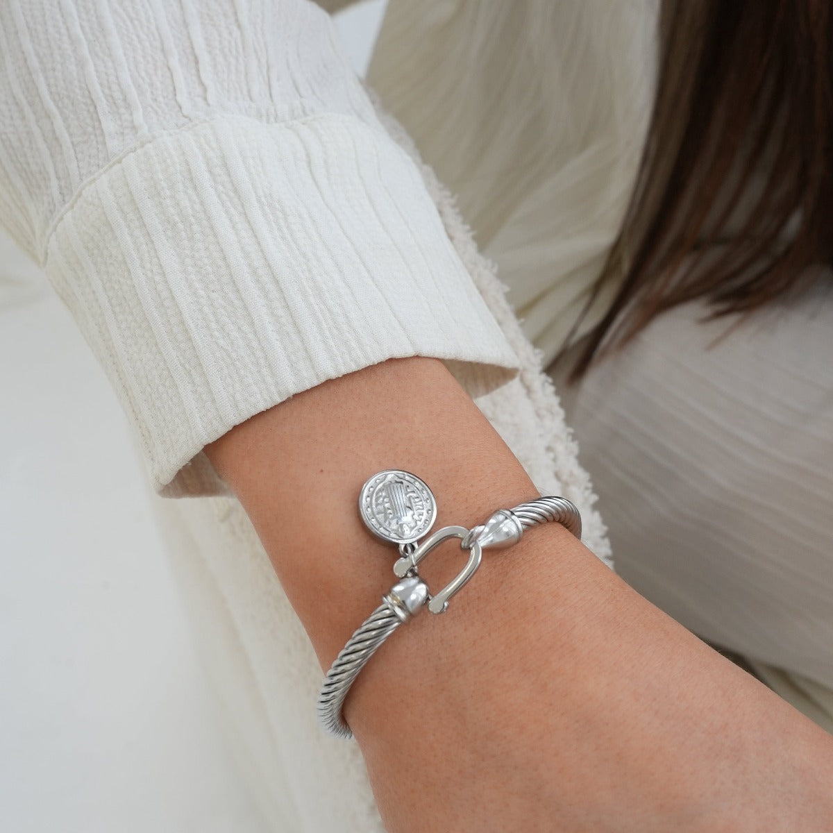 Coin Pendant Bracelet | Silver