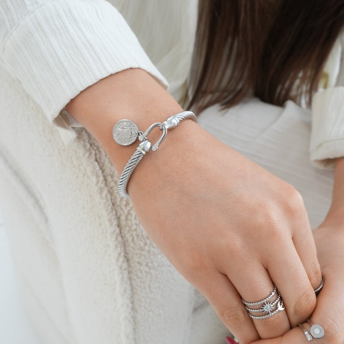 Coin Pendant Bracelet | Silver